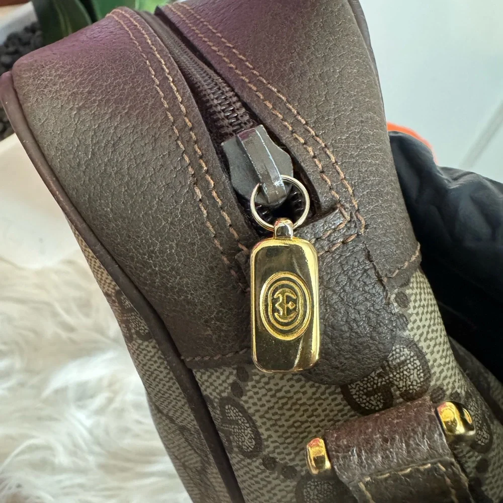 Gucci Brown Canvas and Leather Shoulder Bag with Red & Green Web - Picture 4 of 16